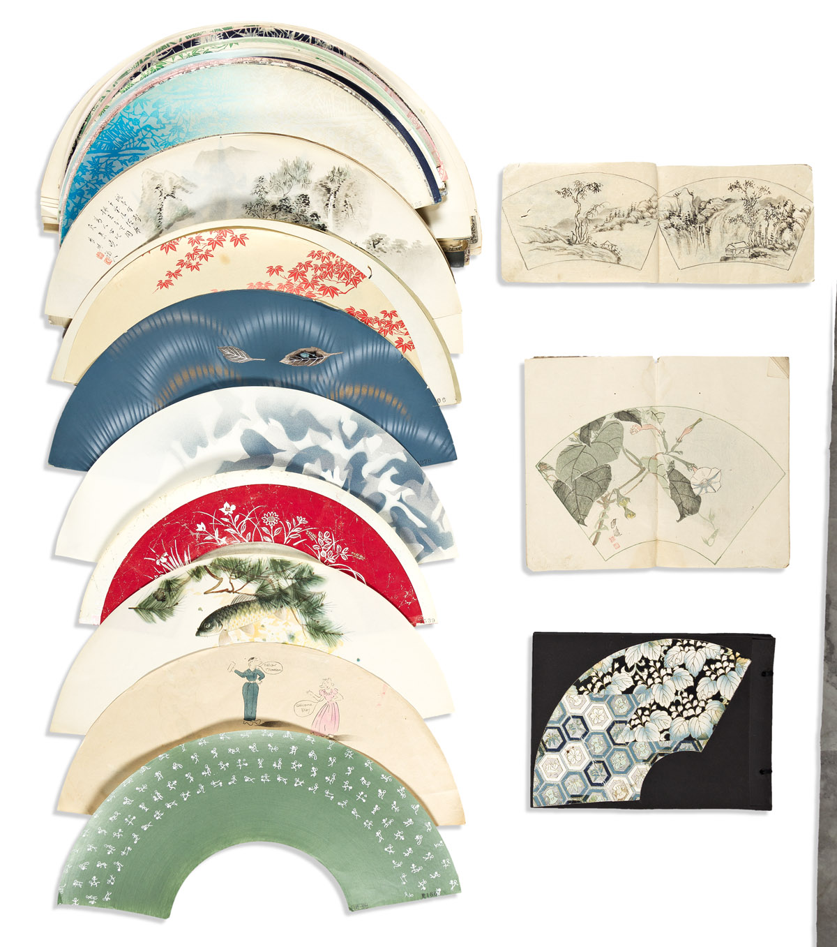 (JAPAN -- FAN DESIGN.) Large archive of Japanese fan designs and patterns, early 19th century through the 1950s.